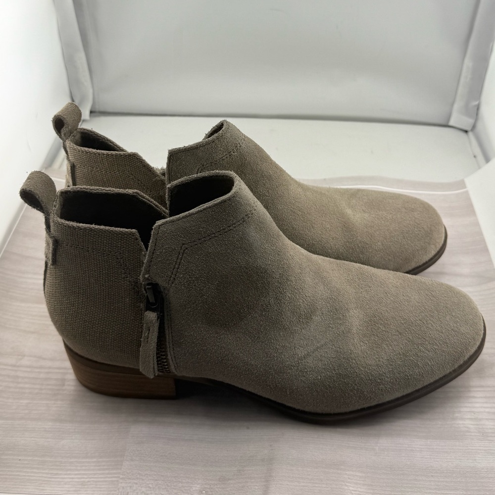 Toms Tan Ankle Booties with Suede Finish